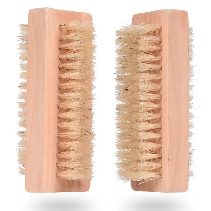 Natural Boar Bristle Brush Wooden Nail Brush Foot Clean Brush Body Massage Scrubber Make Up Tools LX3566