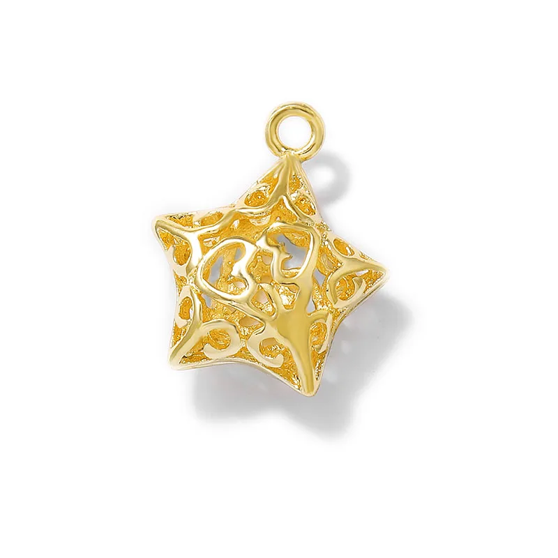 Factory wholesale Gold Color Brass Stars Charms Pendants  Necklace and Bracelet Earring Diy Jewelry Making Supplies Accessories