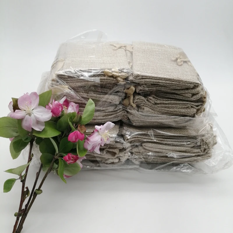 60pcs Handcrafted Jute Bags Christmas Gift Combo Featuring Burlap Drawstring Pouches Sachet Packaging Party Favor Display Supply