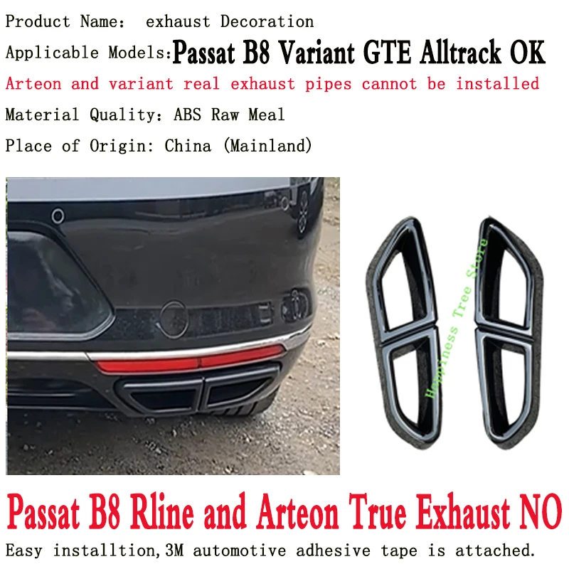 For To Vw's Passat B8 Variant GTE Alltrack Exhaust Decoration 2018 2019 High Gloss Chrome Plating Decoration Accessories