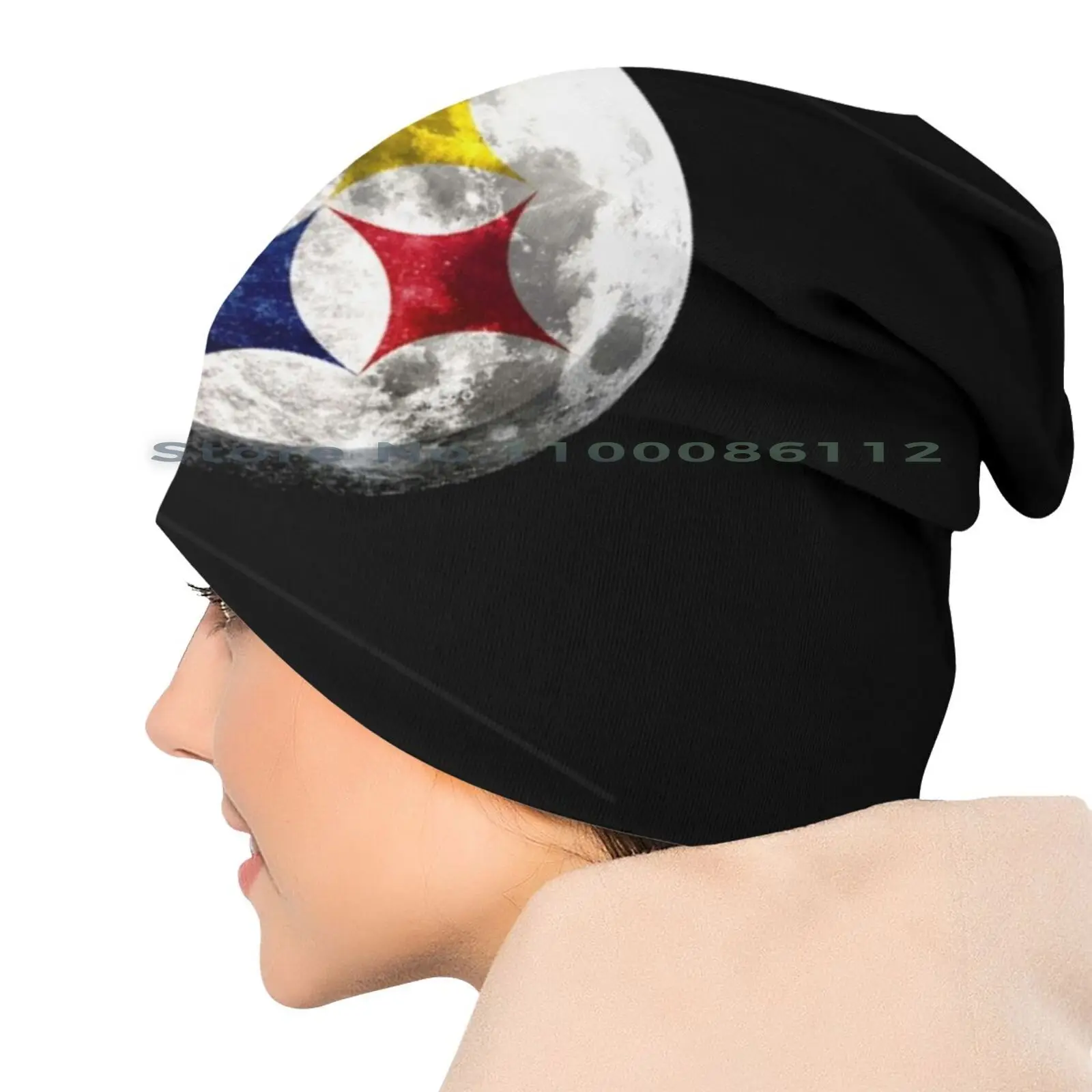 Steelers Moon Logo Bucket Hat Sun Cap Mouth Face Mask Steelers Logo Sports Fan Moon Stars Foldable Outdoor Fisherman Hat