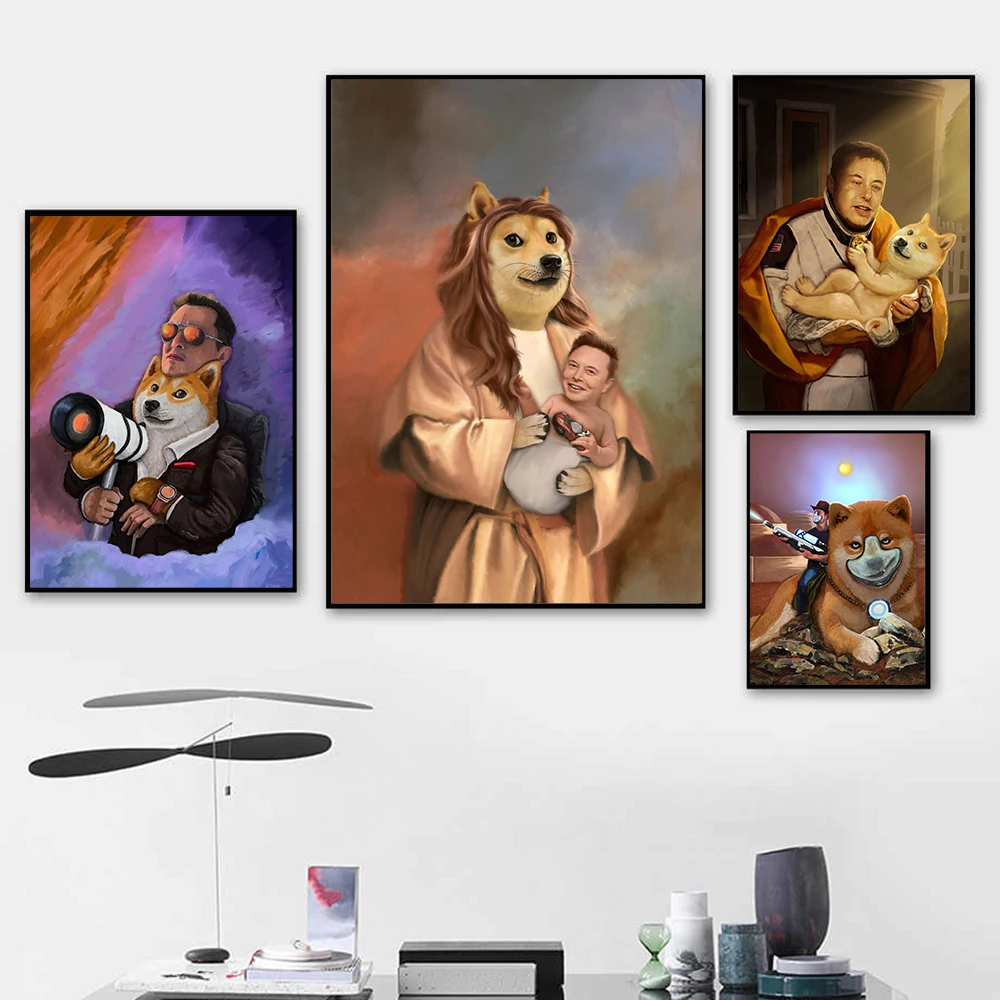 

Home Decor Abstract Painting Modular Pictures Funny Dog Space Astronaut Nordic Prints Canvas Poster For Living Room Wall Art