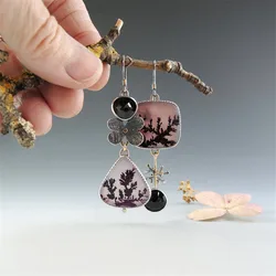 Asymmetrical Water Silver Color Drop Earrings For Women Vintage Jewelry Flower Metal Statement Dangle Earing Wedding Accessories