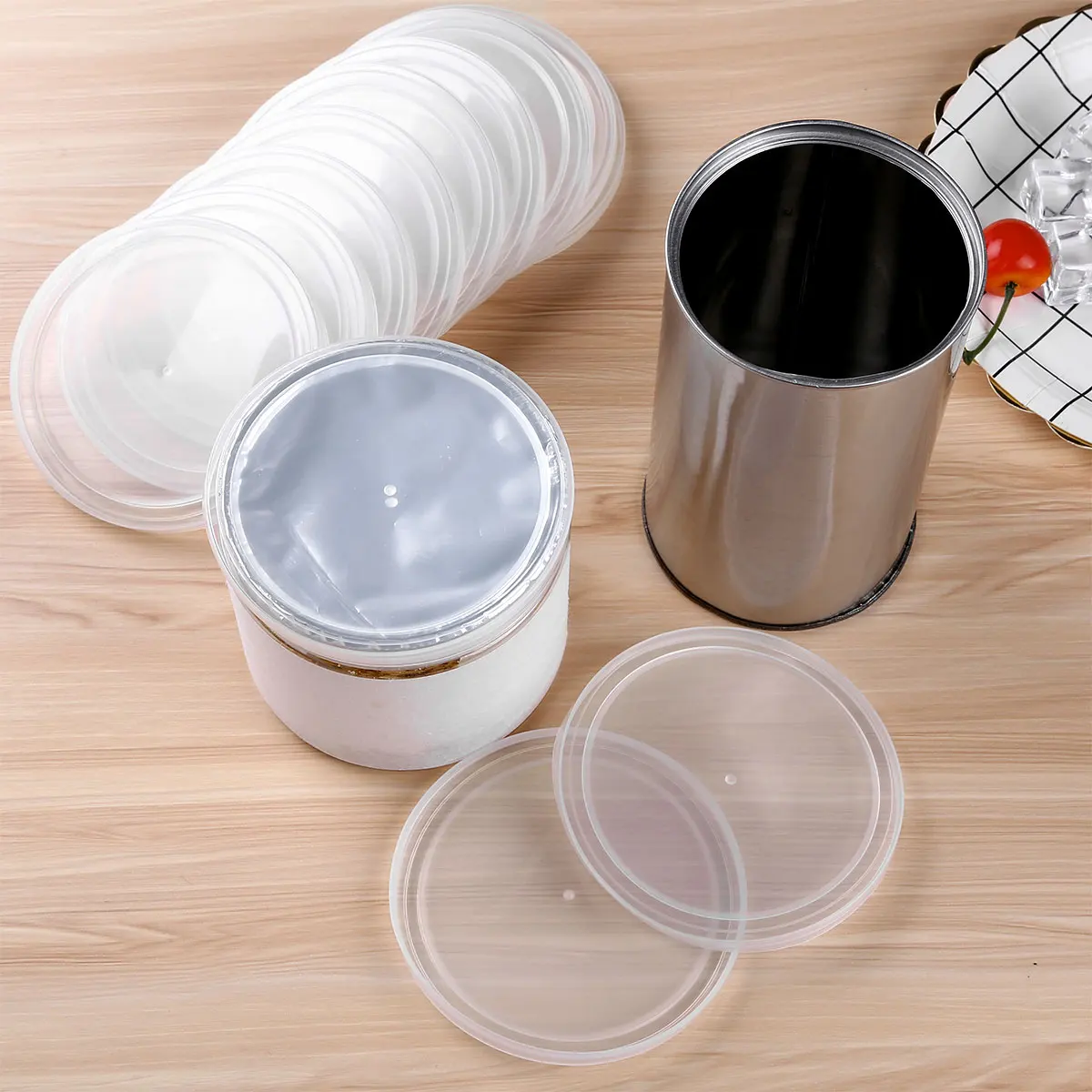 12 Dustproof Storage Covers Food Canning Caps Plastic Tight Seal Can Lids Leak Proof Mason Canning Jar Lid Cover for Canned Good