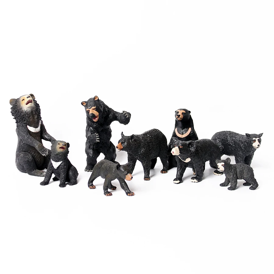 Figuras realistas de oso marrón de animales del bosque para Aprendizaje de ciencia natural, oso negro, criatura del bosque, suministros para fiestas, adornos para pasteles