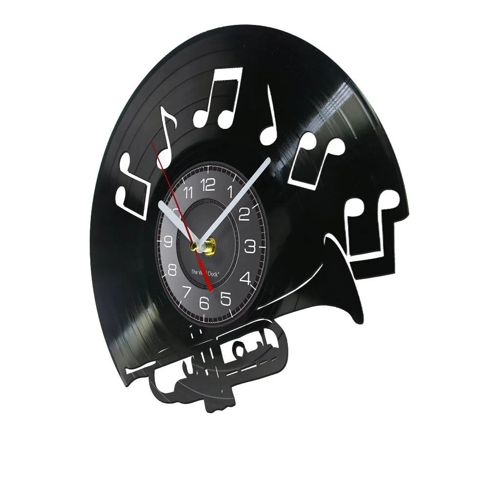 Jazz Saxophone Musical Instruments Vinyl Record Wall Clock Sax Player Interior Rock and Roll Studio Decorative Musician's Gift