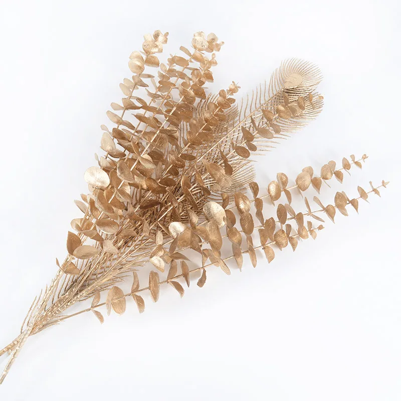 Goldene Serie Künstliche Blumen Konzentrischen Bouquet Eukalyptus Blätter Gefälschte Pflanzen Für Home Decor Hochzeit Weihnachten Party Blumen – Detail 15