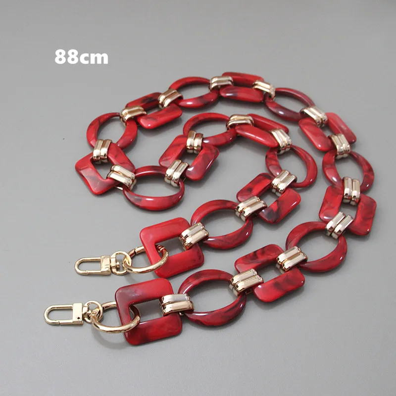 New Fashion Woman Bag Accessory Detachable Replacement Red Ink Acrylic Metal Chain Luxury Strap Women Shoulder Clutch Chains