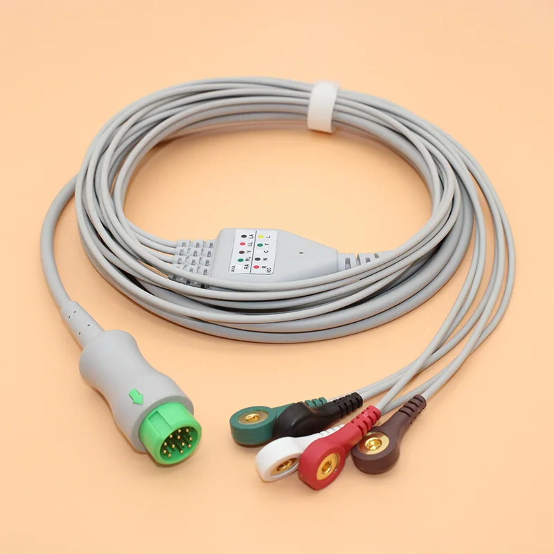 Compatible with 12PIN Mindray Patient ECG monitor 5 lead cable and electrode connector of Snap/Clip,AHA OR IEC