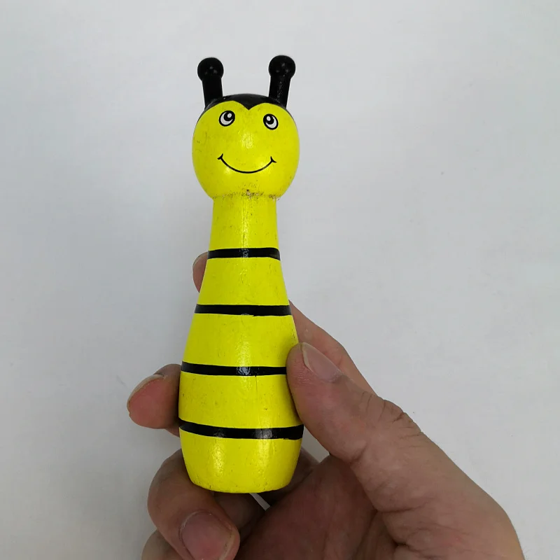 Wood Small Bowling Children Toys Multi-function Folding Cartoon Motifs Parent-child Toy Unisex Sports Animal Model 2021
