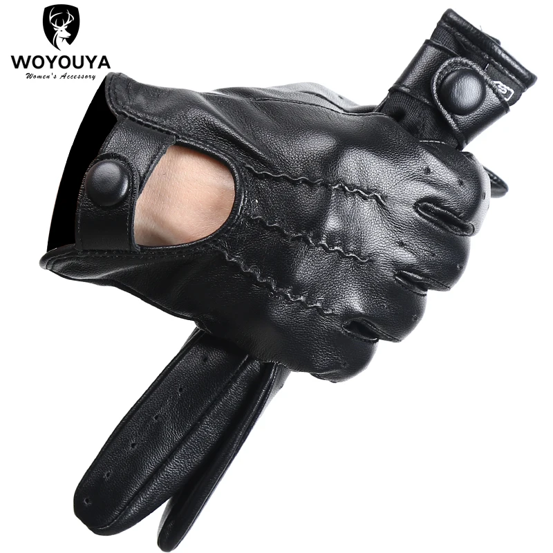 Black Women\'s gloves Comfortable Motorcycle gloves sheepskin leather gloves women breathable women\'s cycling gloves-2004