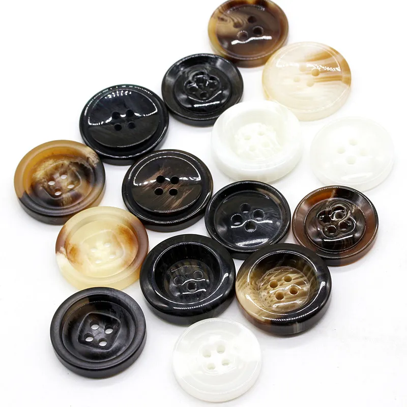 6Pcs/lot 18-34mm White black brown resin round four-eye buttons men women cashmere coat buttons jacket suit buttons C078