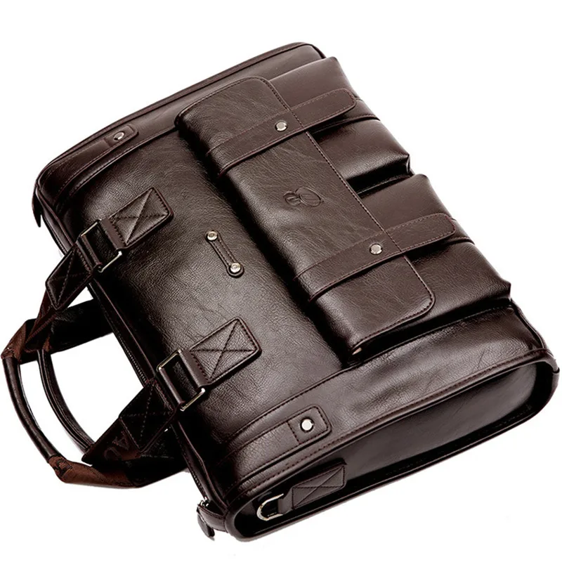 Bolso de negocios de alta capacidad para hombre, maletín de viaje tipo mensajero masculino, de cuero negro, bandolera grande con diseño clásico,