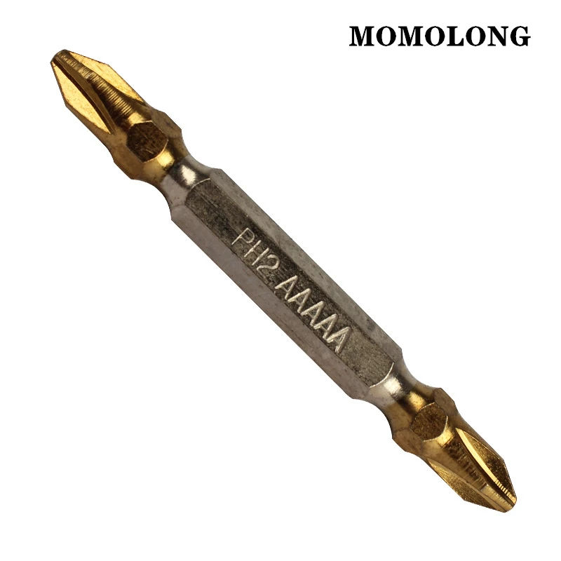 10Pcs 65มม.ไทเทเนียมเคลือบไฟฟ้า Hex Shank Magnetic สกรูเจาะ PH2 Cross ไขควง Bits