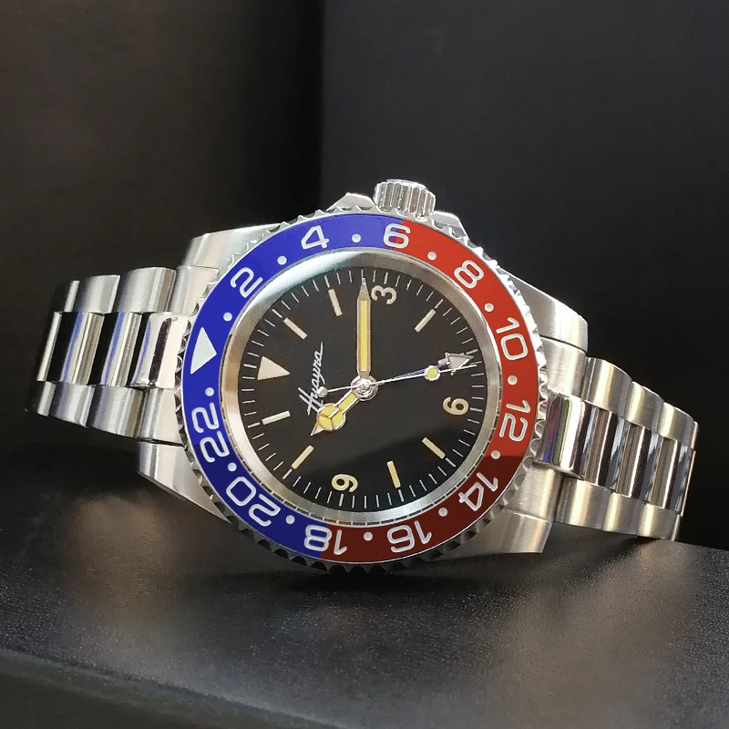 Blue red 40mm automatic mechanical watch Black Dial sapphire crystal no magnifying glass waterproof men's Watch Stainless Steel