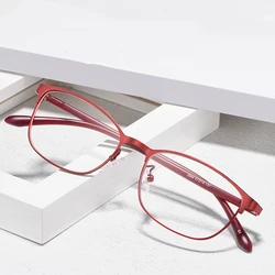 Women Business Alloy Glasses Frame Full Rim Myopia Spectacle Frames Flexible TR Temples Hyperopia Optical Eyewear 3569