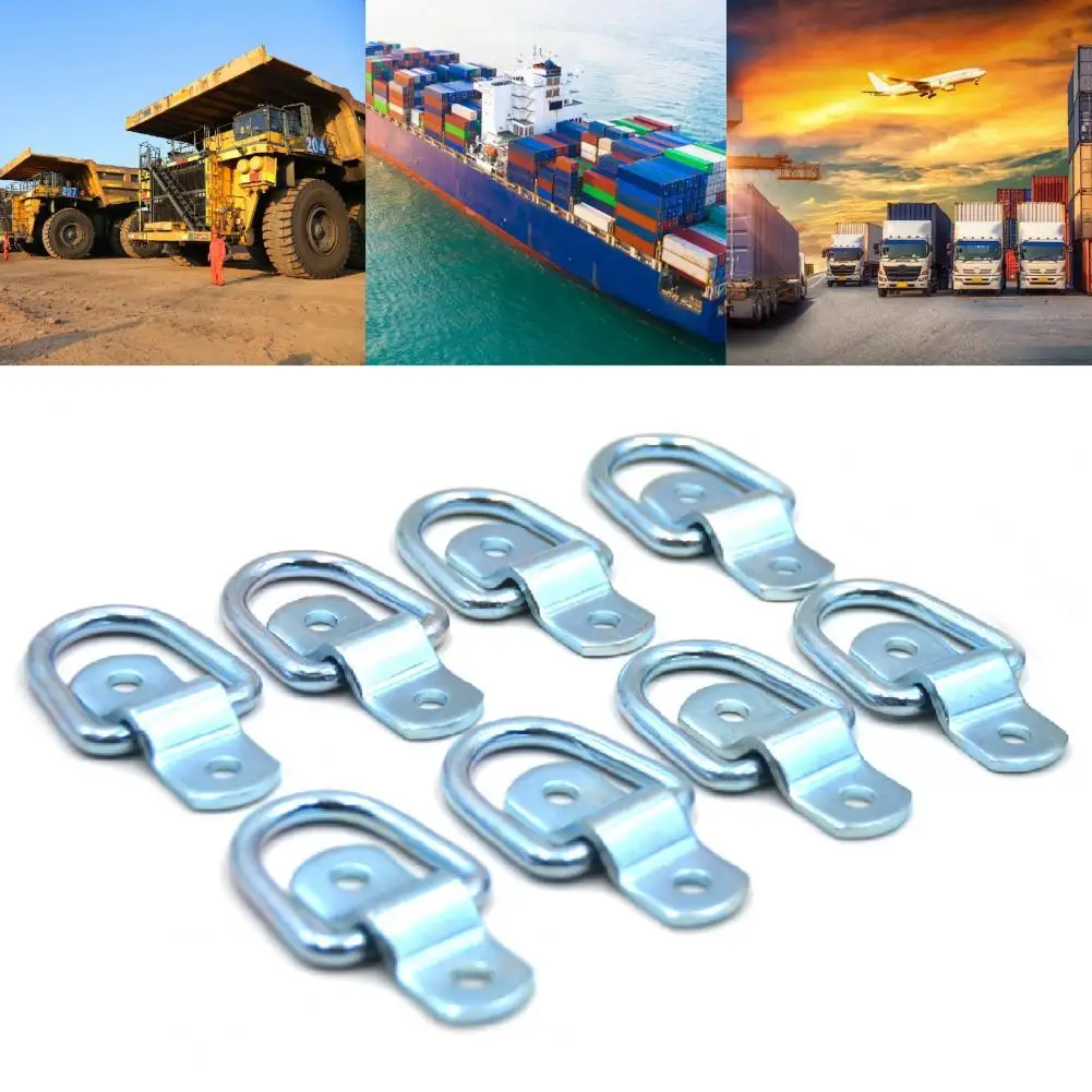 Car Spare Parts 8Pcs Hard Bolt-on D Ring Tie Down Strap Ring Robust Trailer Lashing Ring Anti-scratch   for Ship