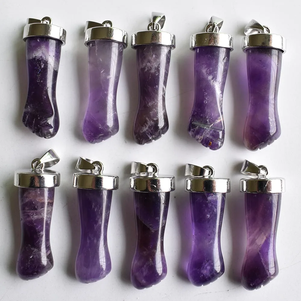 

2020 new Fashion good quality natural Stone amethysts fist shape Pendants For jewelry making 10pcs/Lot Wholesale