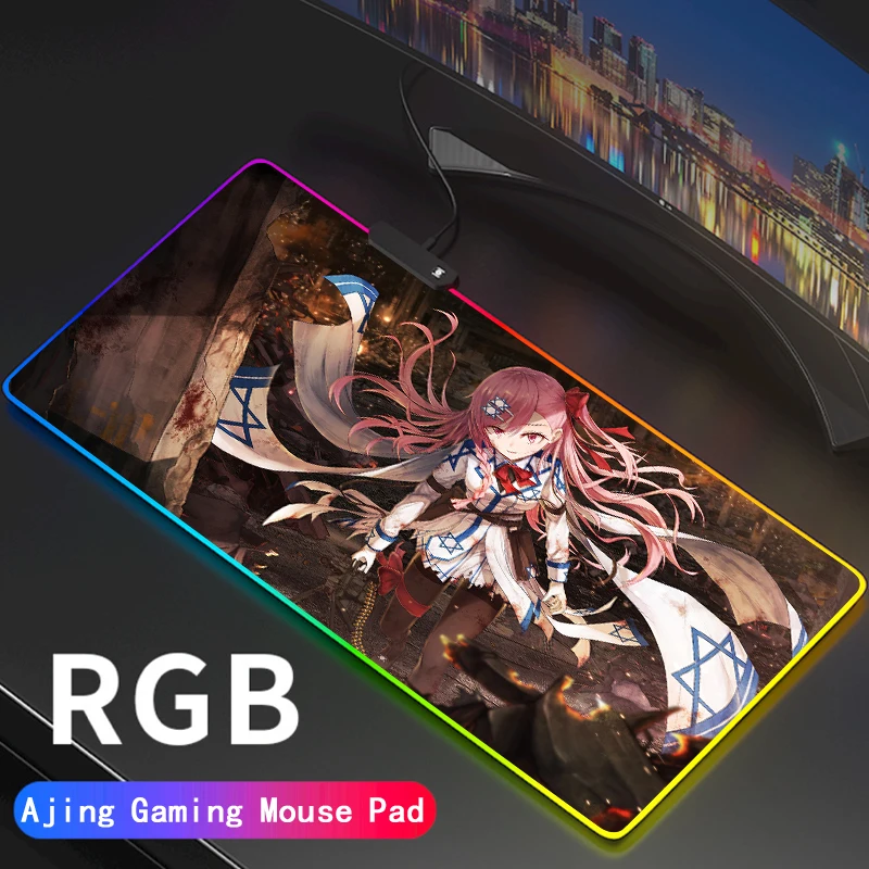 Anime Girls Frontline RGB Mouse Pad Large Computer LED Gamer Mousepad For Keyboard Mice PC Desk Carpet