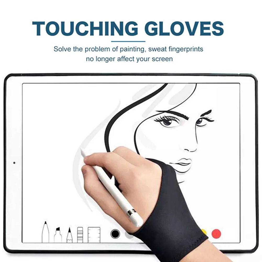 2-Finger Tablet Drawing Gloves Right And Left Hand Anti-Touch For iPad Pro 9.7 10.5 12.9 Inch Pencil Lycra For Graphics Drawing