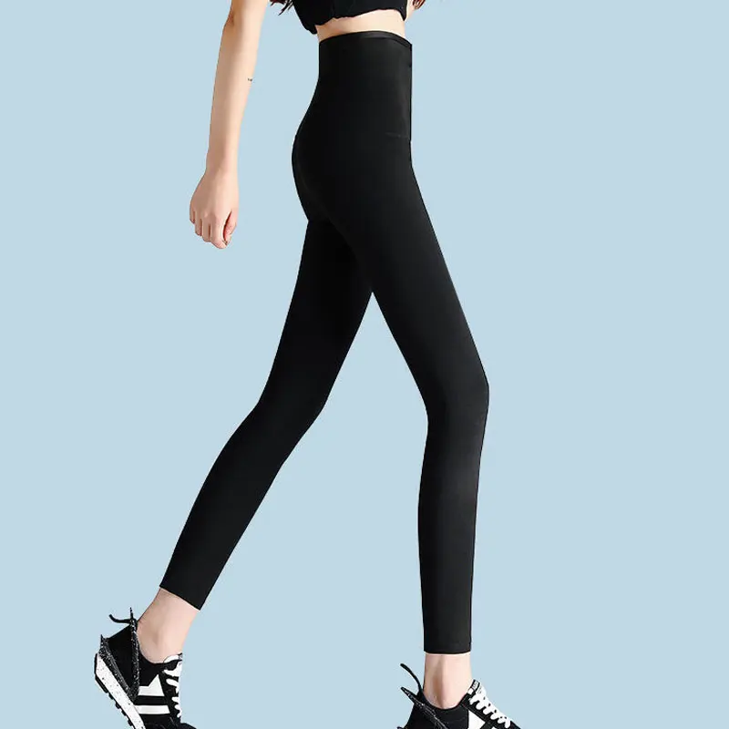 Cintura alta preta Espartilho Leggings Mulheres Cintura Alta Casual Skinny Pantalones Ginásio Esporte Stretch Capris Magro Comprimento Do Tornozelo