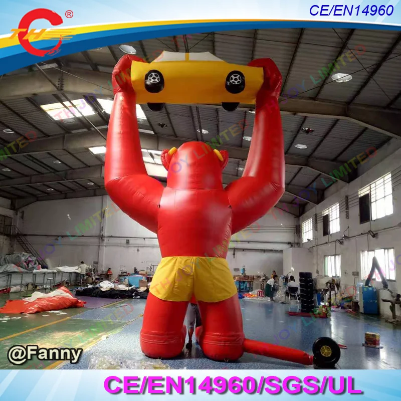 free air ship to door,20ft/6m pvc Giant Inflatable Gorilla with car For event Decoration