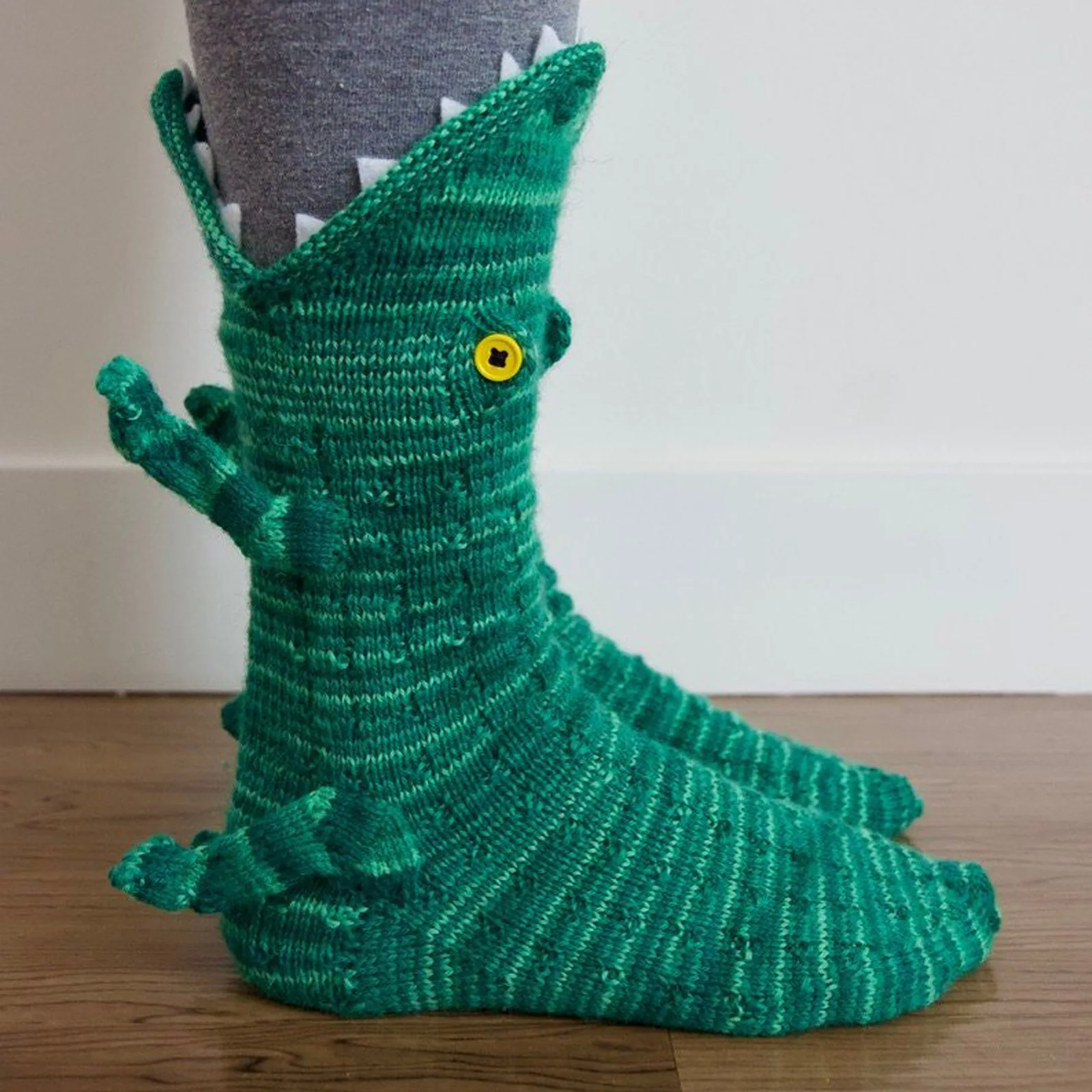 Knit Crocodile Socks Knitted Animal Pattern Carp Shark Chameleon Socks Cute Unisex Funny Winter Warm Sock Christmas Gift