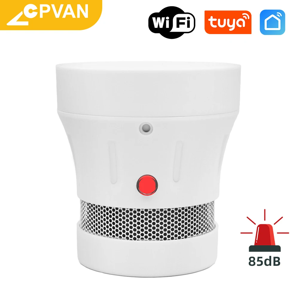 CPvan Tuya Độ Nhạy Cao Khói Lửa Bảo Vệ Wifi Đầu Báo Khói Khói Hỏa Lực Kết Hợp Báo Động An Ninh Gia Đình