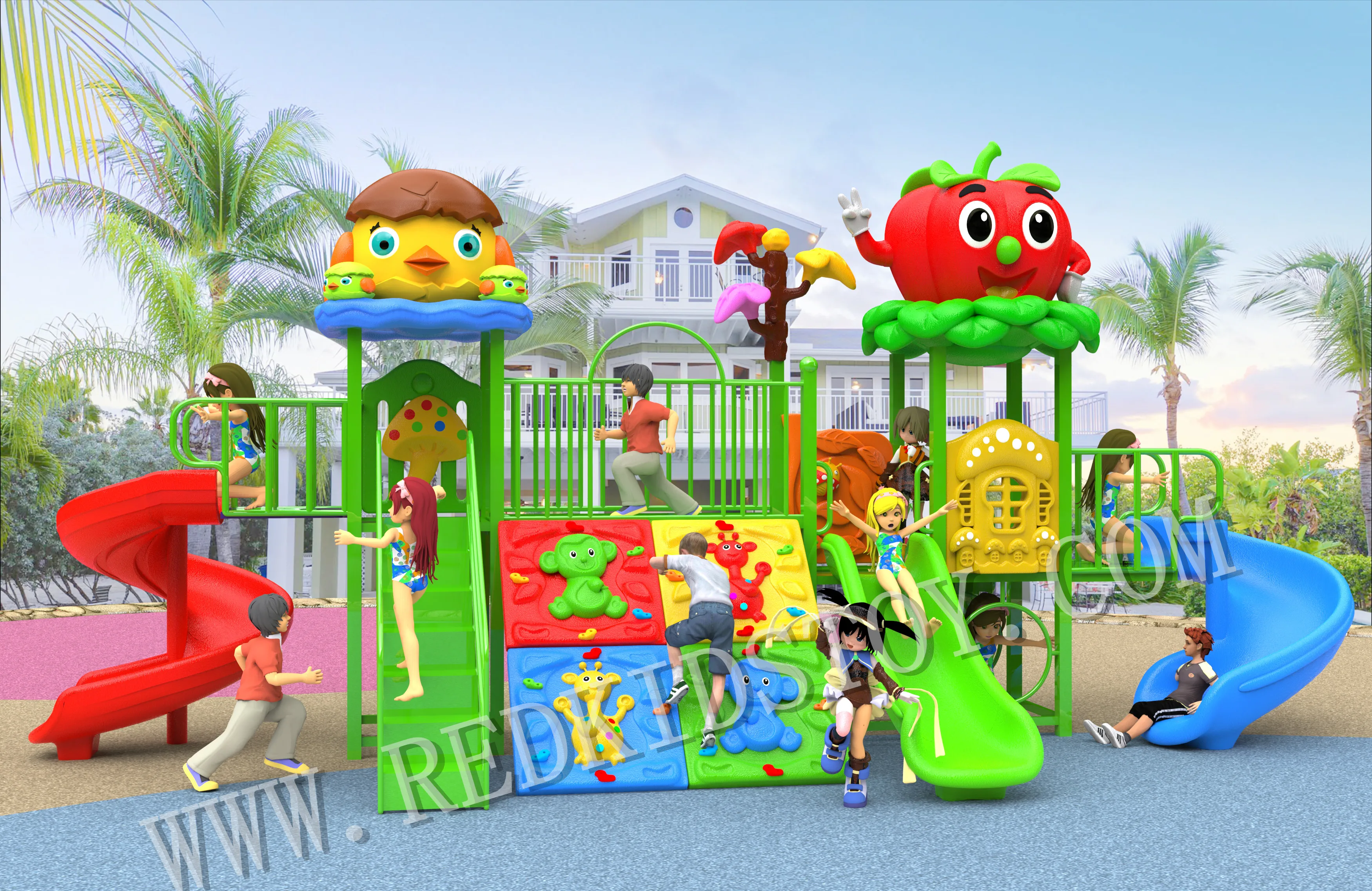 

Hot Sale!!! Good Price Amazing Park Playground for Kids With 3 Slides&Climbing