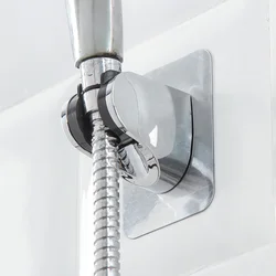 Soporte de cabezal de ducha ajustable autoadhesivo, ducha sin estante de taladro de mano, soporte de montaje en pared de baño cromado sin perforaciones