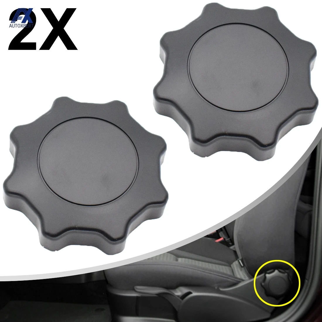 2pc Black Front Seat Adjustment Knob Handle 1J0881671F VW Beetle Bora Polo Golf Passat B5 Caddy Transporter T4 Jetta MK4 Styling