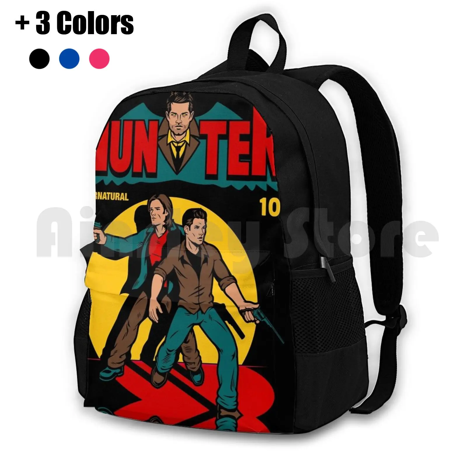 Hunter Comic Outdoor Hiking Backpack Waterproof Camping Travel Winchester Sam Dean Supernatural Comic Book Cover Hunter Ghosts