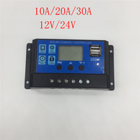 30A/20A/10A 12V 24V Auto work Solar Charge Controller PWM with LCD Dual USB 5V Output Solar Cell Panel Charger Regulator PV Home