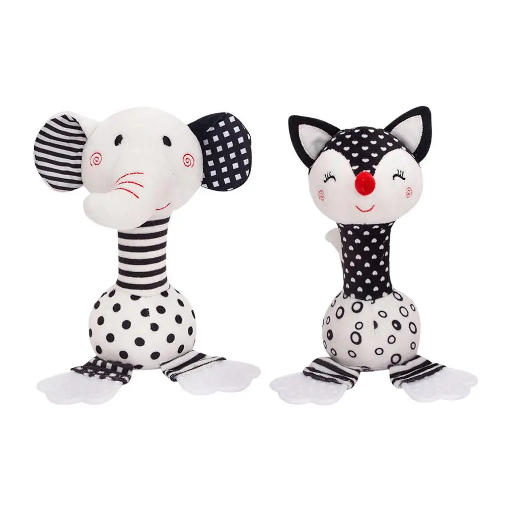 

Black And White Animals Baby Bed Bell Plush Toy Baby Rattles Bell 0 4 6 12 Month Cute Elephant Plush Educational 0 Up To 1 Year