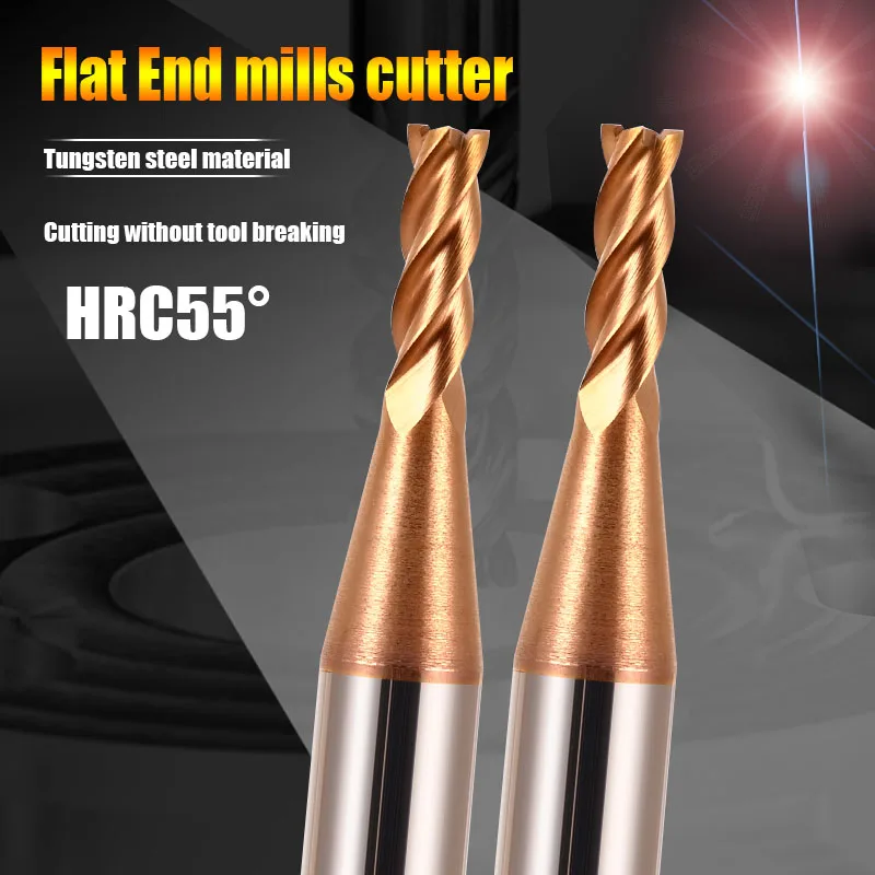 

CNC tools Shank 4mm d1.0m to d4mm 4T Flat end mills 4mm shank HRC 55 carbide tungsten milling cutter for metal steel alloy