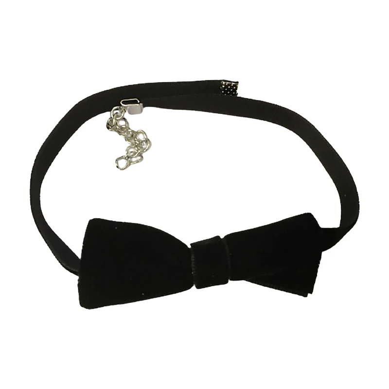 Trendy Punk Stijl Strik Choker Ketting Voor Vrouwen Bel Hanger Halsband Zwart Fluwelen Lint Korte Choker