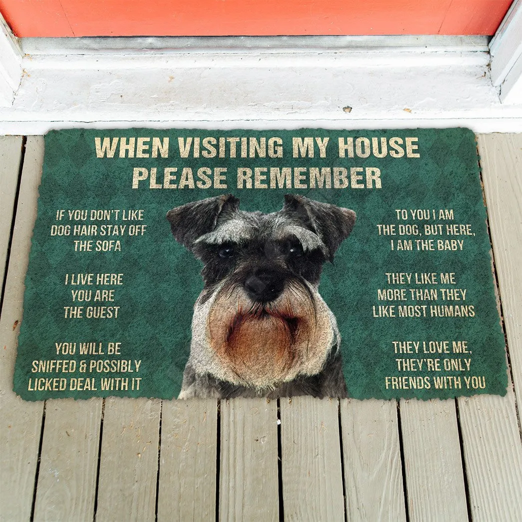 3D Please Remember Miniature Schnauzer Dogs House Rules Doormat Non Slip Door Floor Mats Decor Porch Doormat