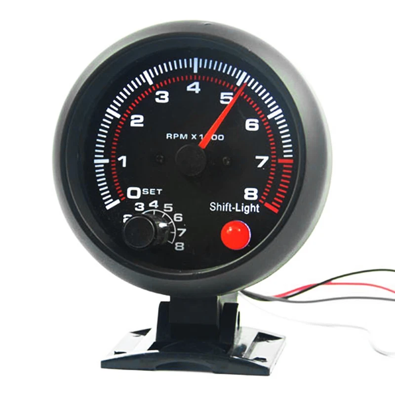 Universal 8000RPM Black Car Tachoscope Gauge Revolution Meter 12V 3.75 Inch Auto Truck Tachometer Digital Speedometer Car