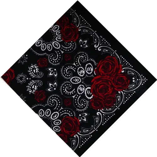 100% Cotton Purple Rose Punk Hip Hop Headwear Kerchief Bandanas Foulard Neckerchief Square Scarf for Women/Men/Boys/Girls