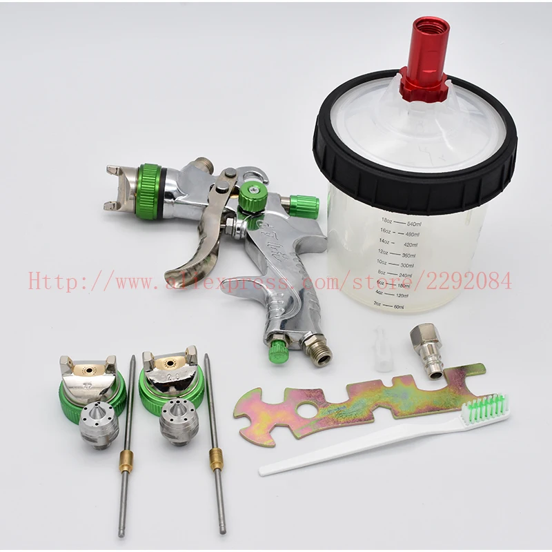 Pistola pulverizadora manual HVLP, pistola pulverizadora por gravedad, herramienta neumática de 1,4mm, 600CC, taza sin limpieza, taza mezcladora de pintura adecuada para pulverización de automóviles