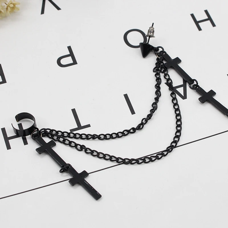 1pc Cross Kwastje Lange Ketting Oorbellen voor Vrouwen Meisjes Gothic Punk Rock Stijl Mode-sieraden Accessoires Party Gift Cool ding