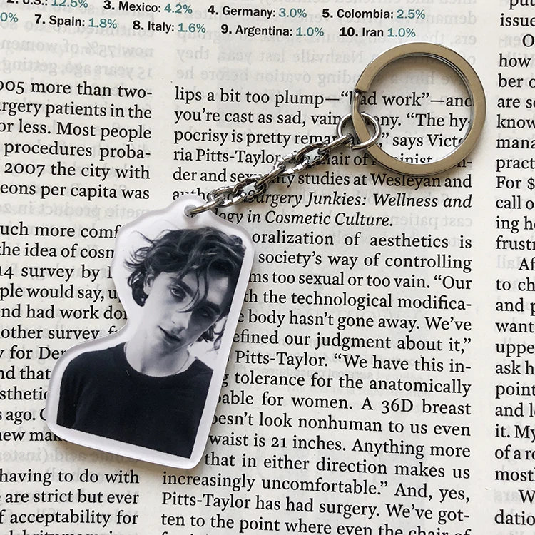 3 PCS Timothée Chalamet Photos Picture Keychain Daily Portable Decorations Christmas New Year Birthday Gift