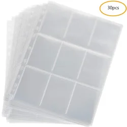 9-Card Protector Sleeves Pocket Gaming Trading Card Album Pages Binder Tarrot Card Sheets For Stickers Stamps Card Page Storage
