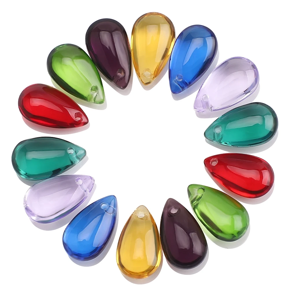30Pcs/Lot Glass Droplot Beads Glazed 8x13mm Crystal Drop Pendant Beads DIY Making Jewelry Findings Fit Necklaces & Earings