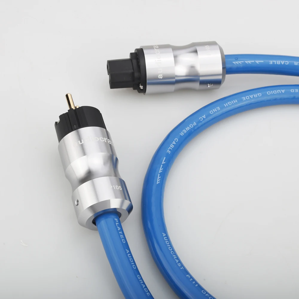 Audiocrast P111 + 105 Power EMC ป้องกัน AC สายไฟเงิน SCHUKO สายไฟ HIFI Power CABLE สำหรับหลอด AMP