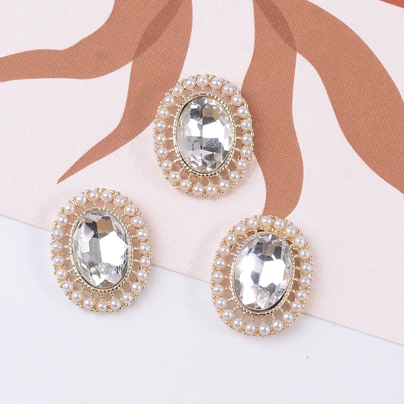 

30pcs 19*23mm Gold color New fashion Alloy Material Crystal Pearl Oval Shape charm for DIY Handmade Jewelry Making wholesale