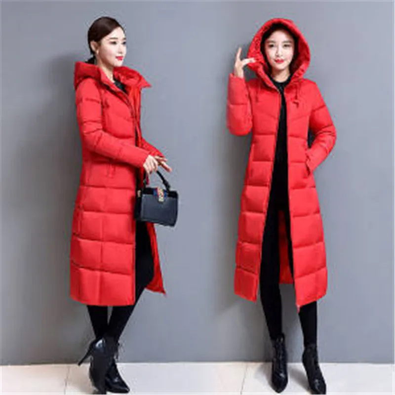 

2024 Female For Winter New Hooded Jacket Over The Knee Long Thick Slim-Fitting Jacket Women Down Padded Jacket Long Coat11