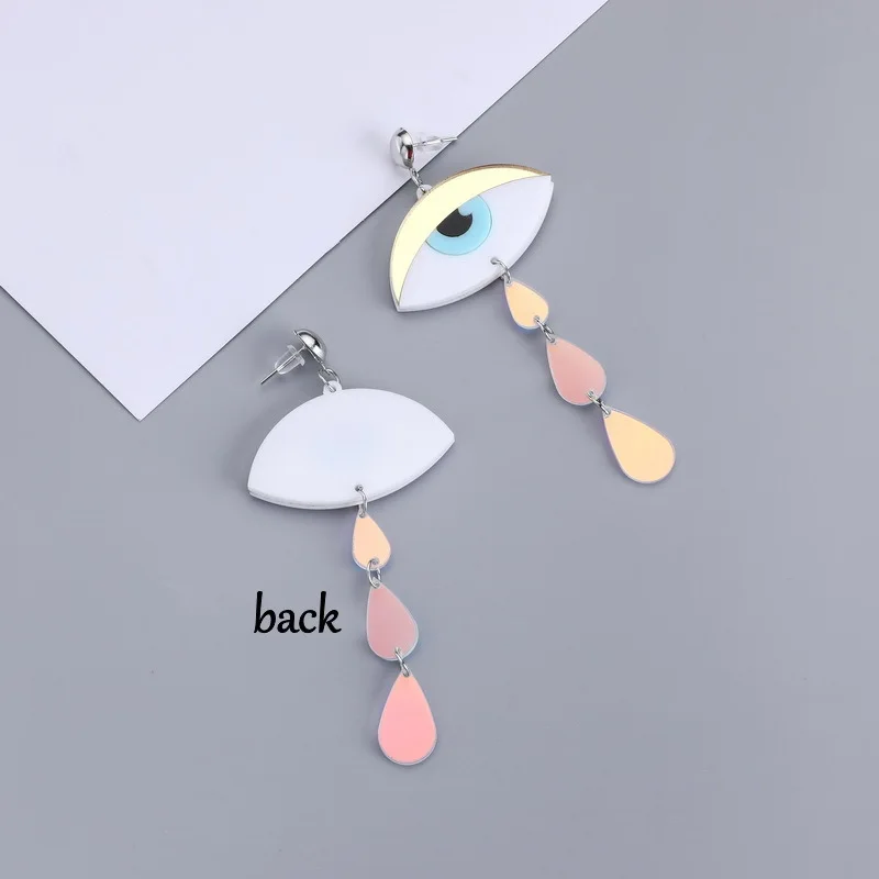 Fashion Big Eyes Acrylic Long Earrings for Women Girl Long Tassel Tears Colorful Dangle Earrings Fashion NightClub Party Jewelry