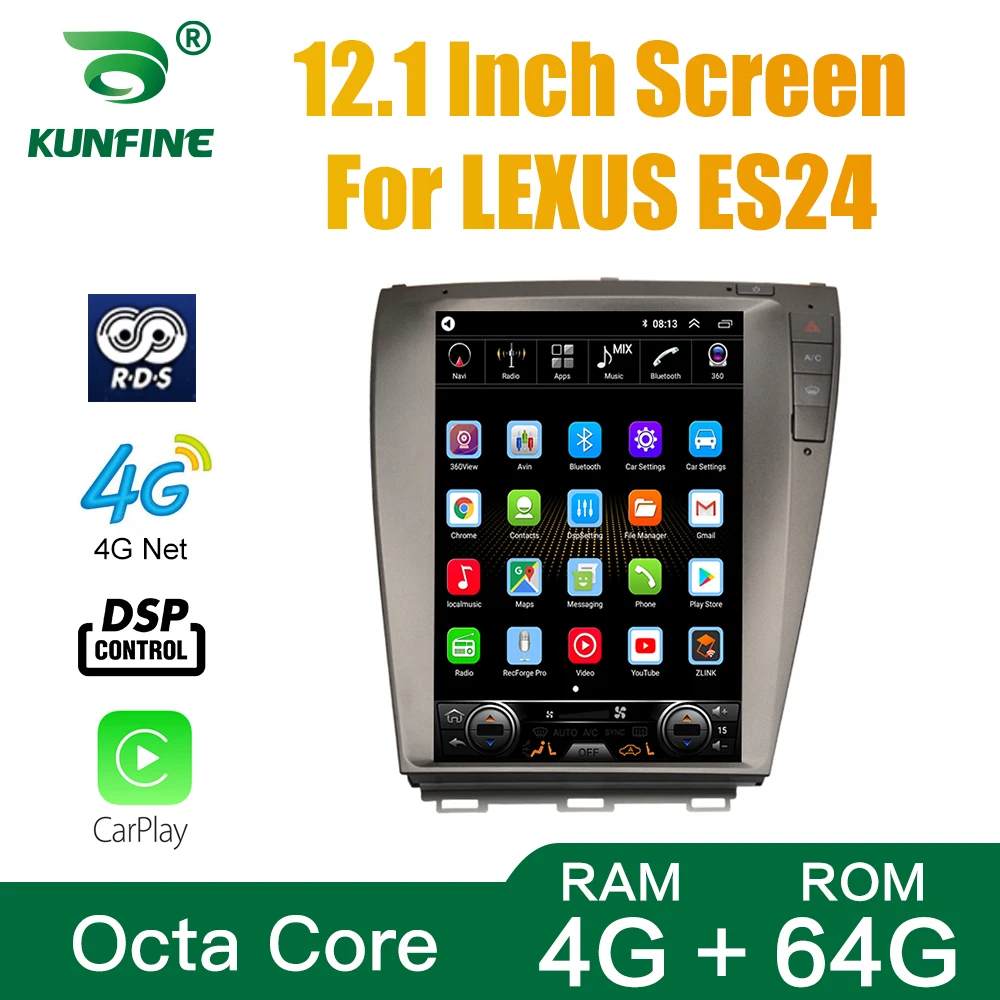 Tesla Screen Octa Core 4GB RAM 64GB ROM Android 10.0 Car DVD GPS Player Deckless Car Stereo For LEXUS ES Radio