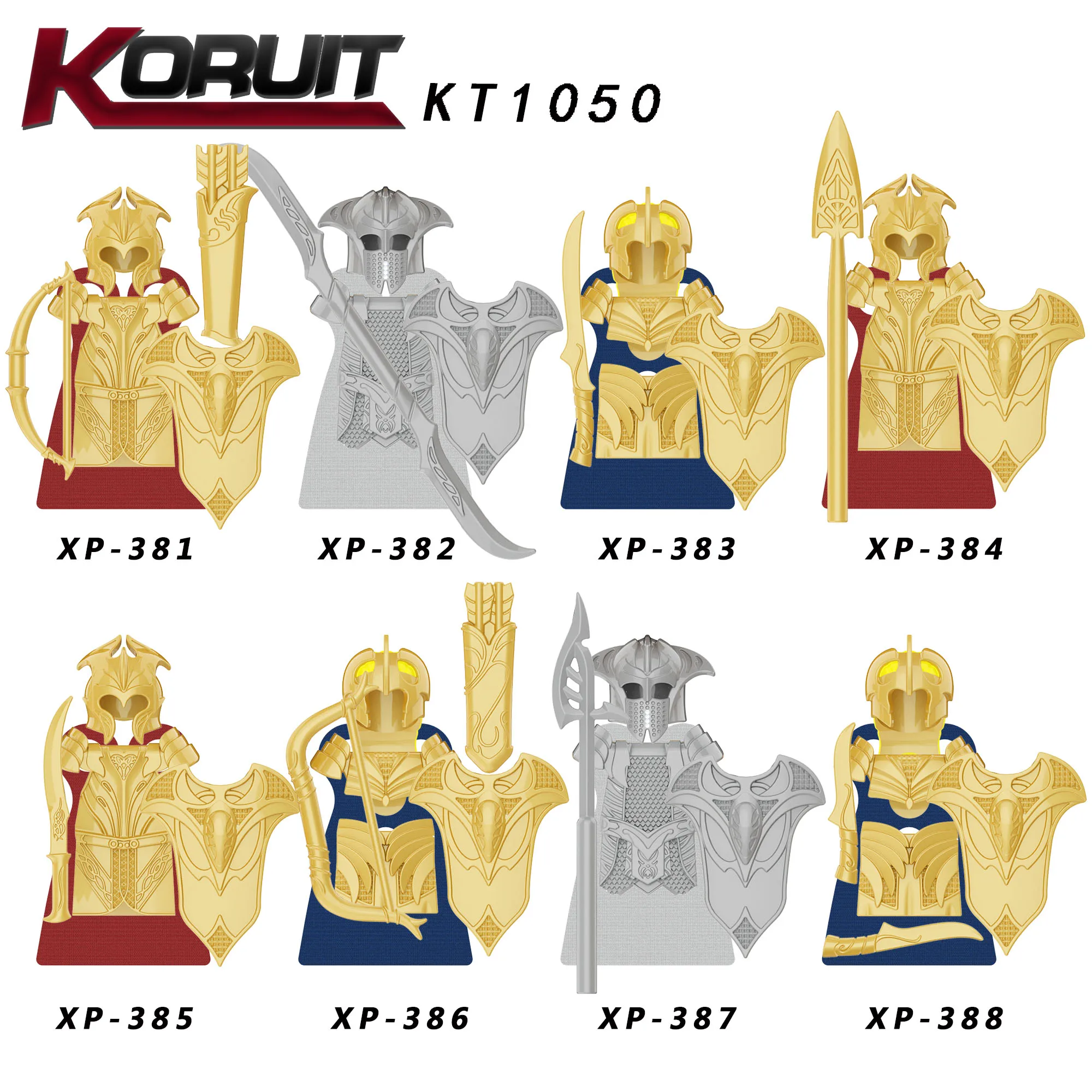 1PCS LOTR Elves Soldier Orcs Army Figures Armor Guard Warrior Archer Medieval Knights  Building Blocks Bricks toys for kid gifts